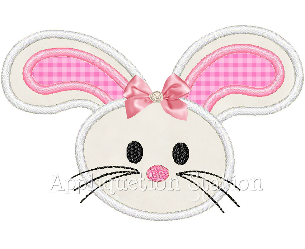 Easter bunny rabbit head embroidery design - digital applique file for machine embroidery. Instant download