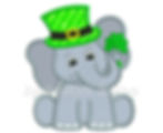 Zoo animal cute baby elephant wearing a green st patrick's day top hat with 3 leaf clover applique digital embroidery design