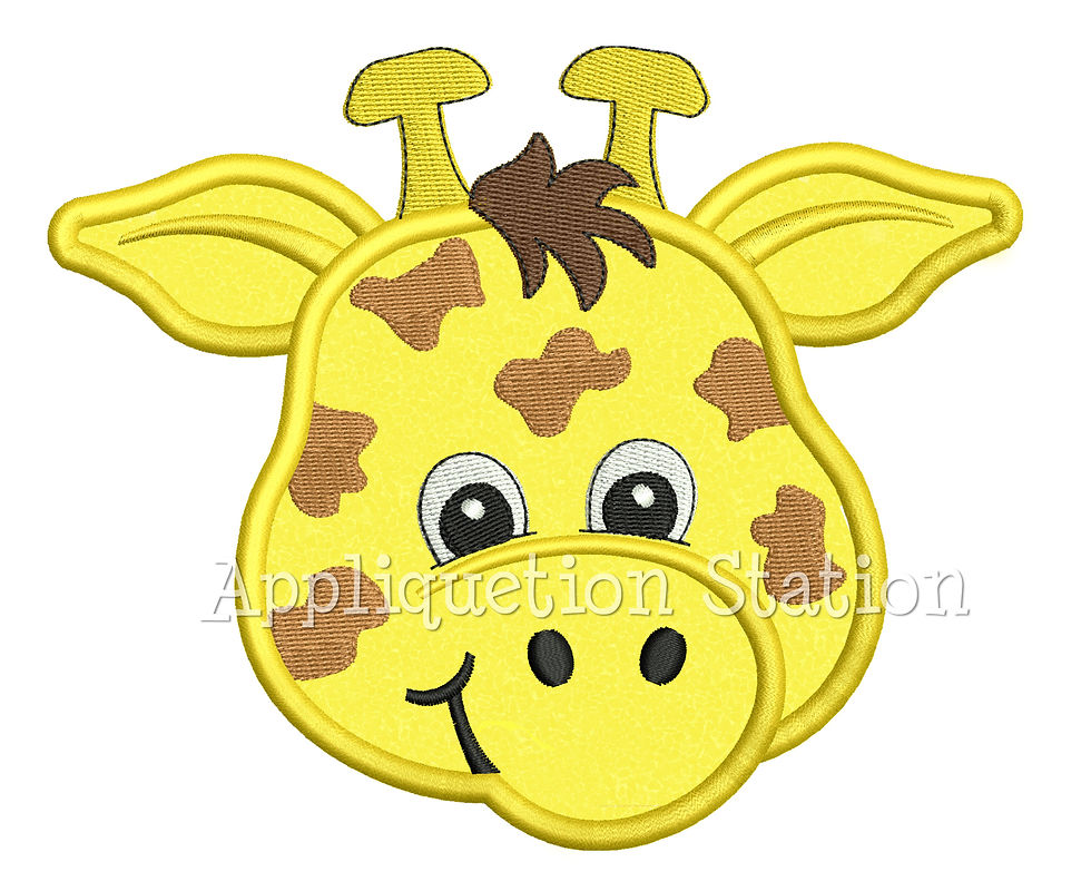 Cute zoo baby giraffe head applique design – digital download for machine embroidery with satin stitch for diy projects