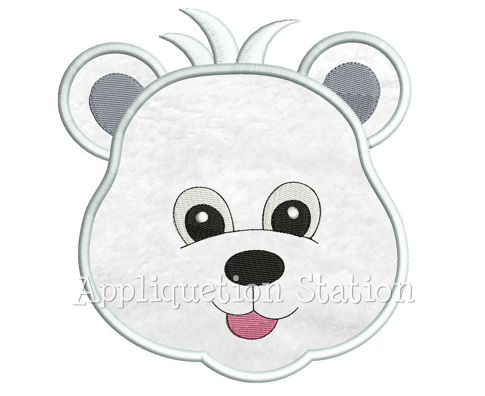 Cute zoo animal baby bear head applique design – digital download for machine embroidery with satin stitch for diy projects