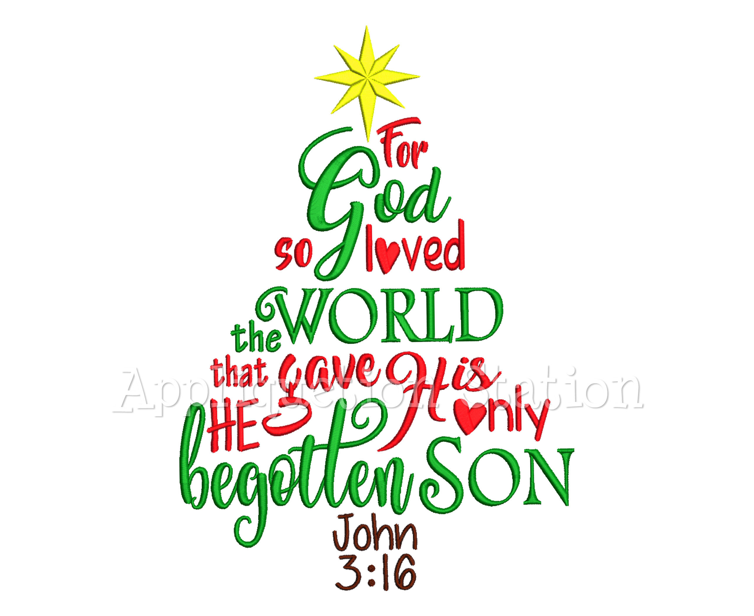 John 3:16 Word Art Christmas Tree