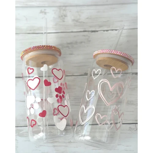 Heart Rhinestone Libby Glass Can | z2cee