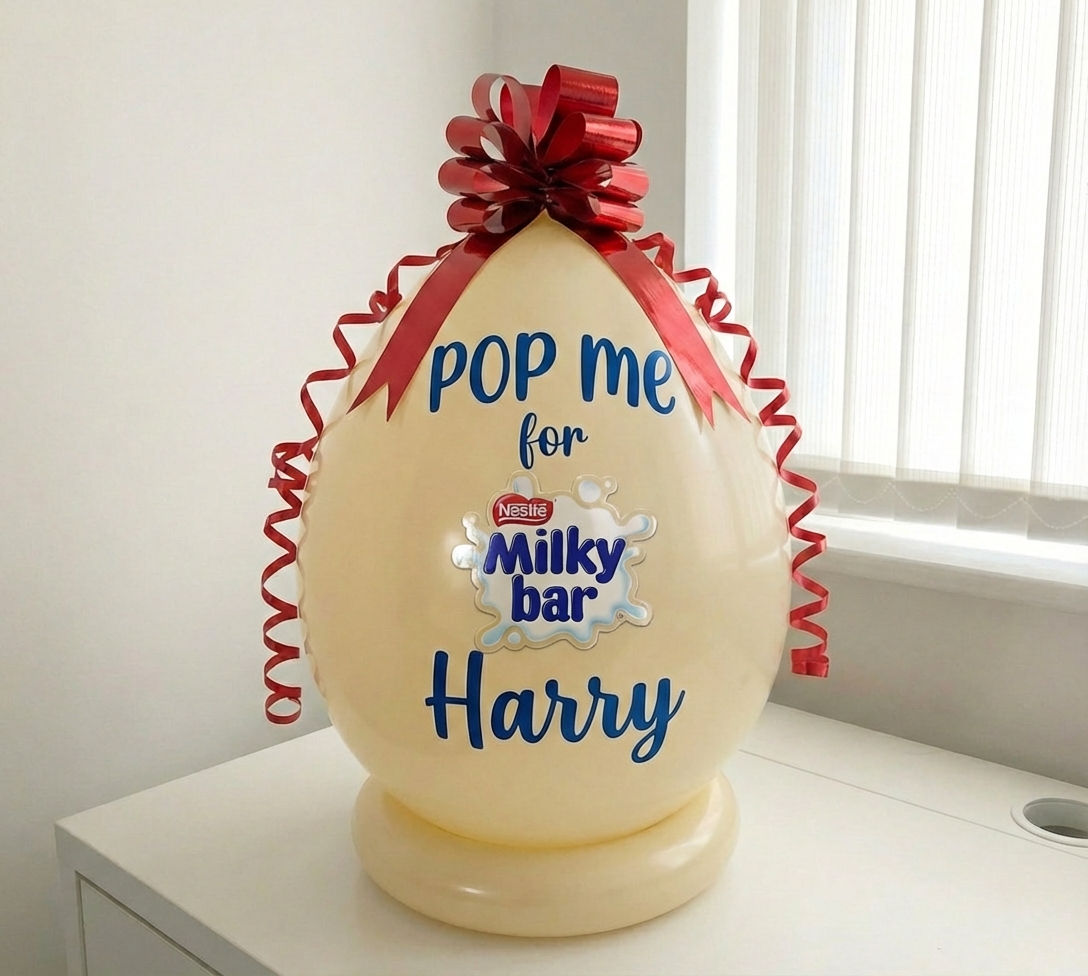 Big 'White Chocolate' Personalised Pop Me balloon (Milky Bar)