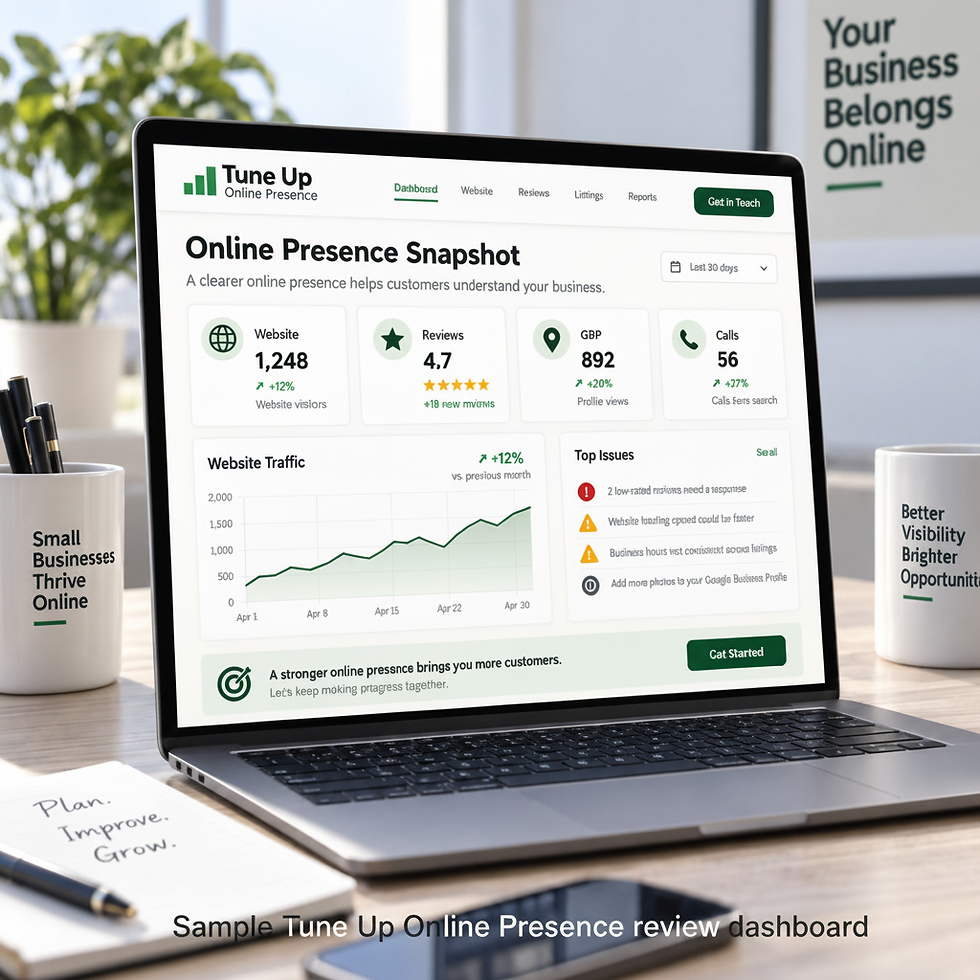 SampleTune Up online presence review dashboard
