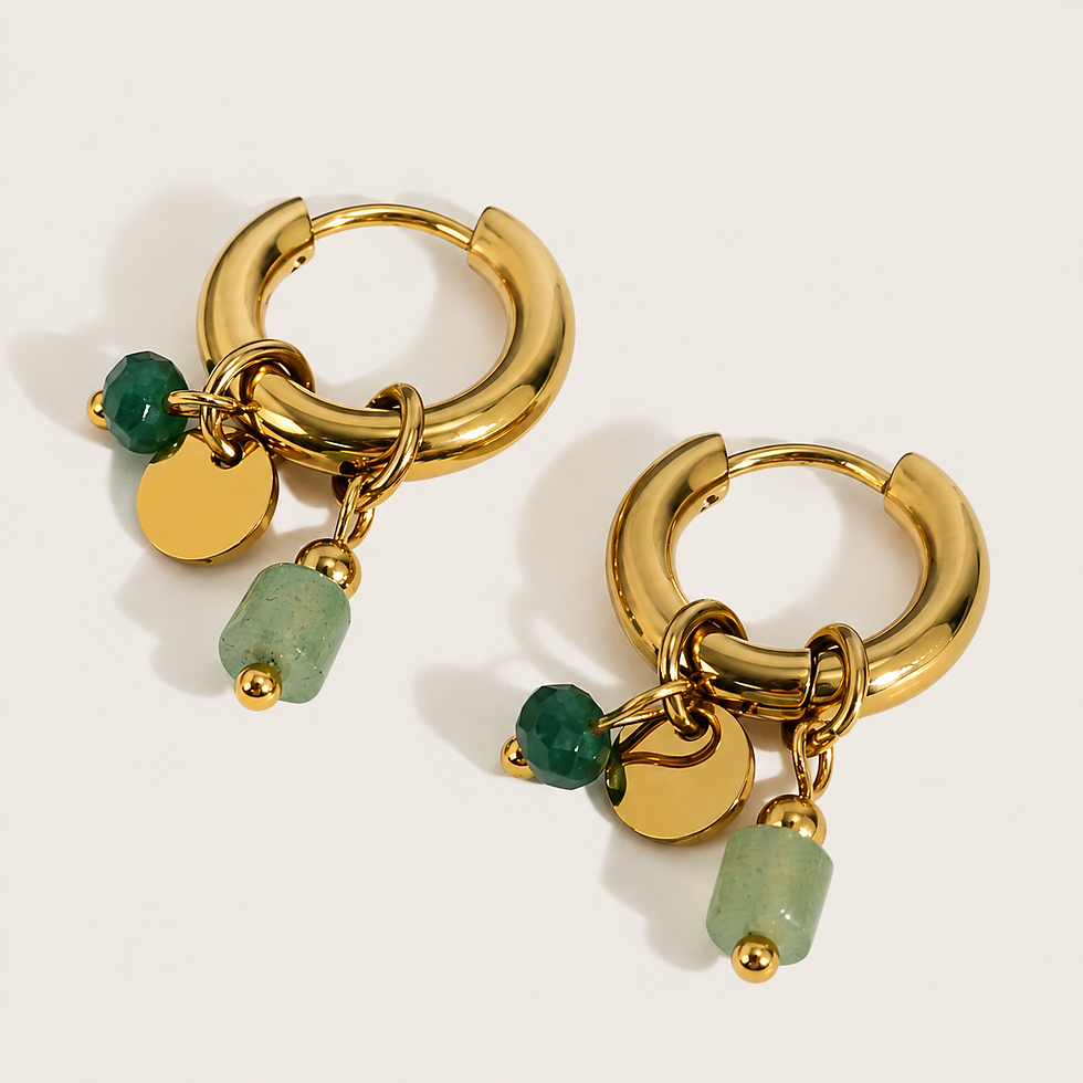 Thumbnail: Avery Aventurine Hoop Earrings