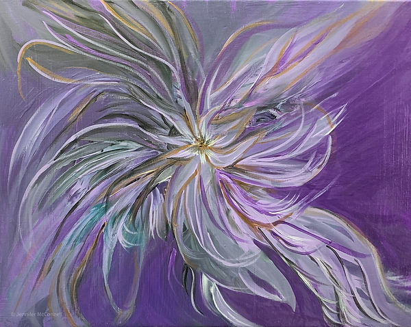 Metallic Bliss – Floral Abstract Painting Print by JMac Art Studio