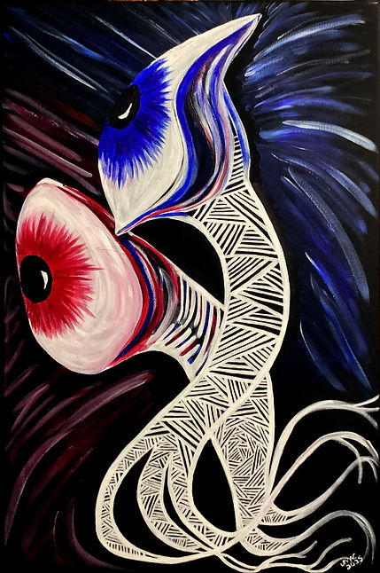 Travelers – Surrealism painting by JMac Art Studio