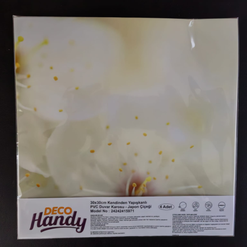 Küçük resim: Decohandy 30x30 Cm Pvc Duvar Karosu 4'Lü Paket - Japon Çiçeği