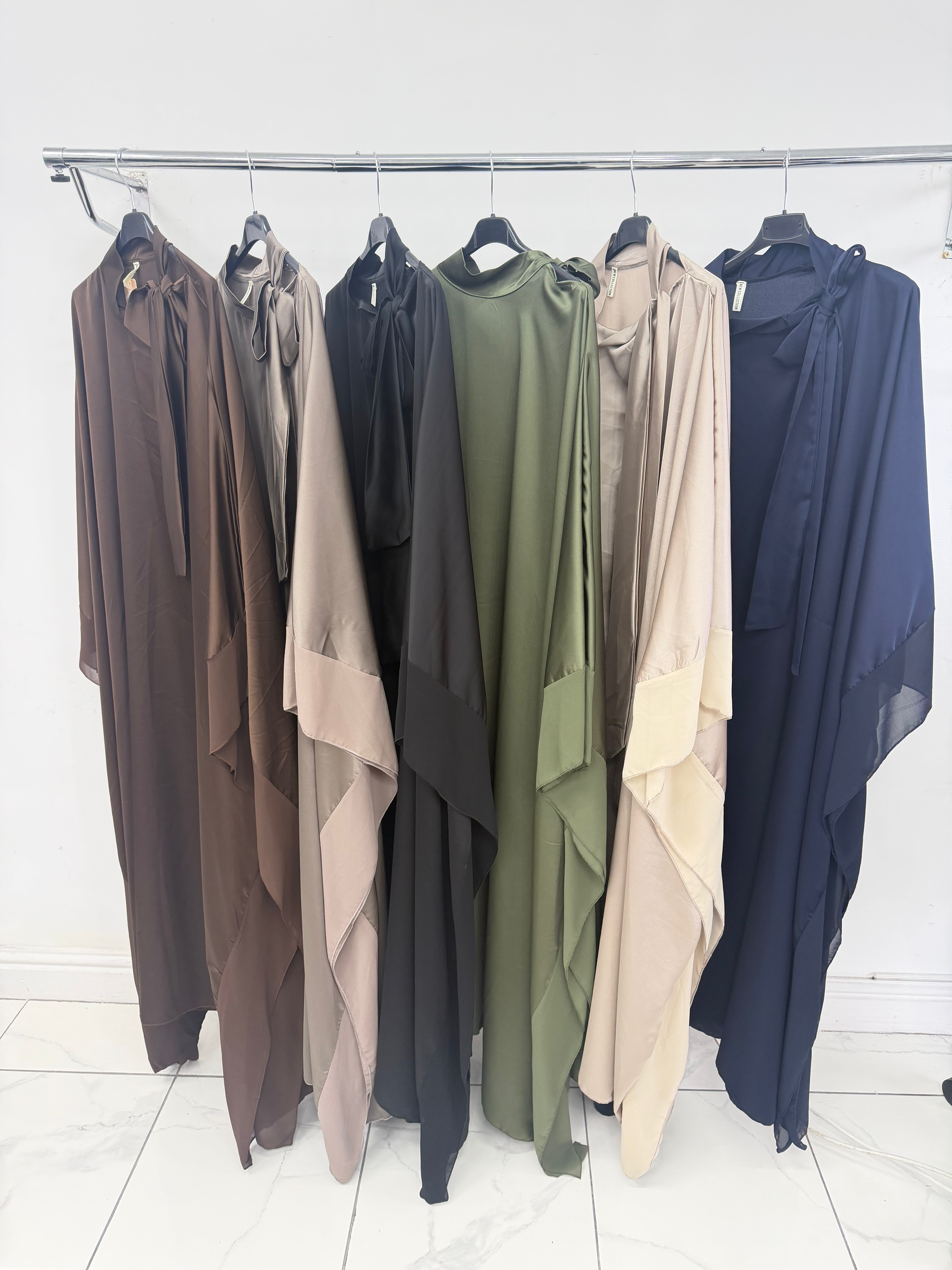 MALAK - Women's Long Kaftan in Rich Brown, Classic Black, Olive Green, Neutral B