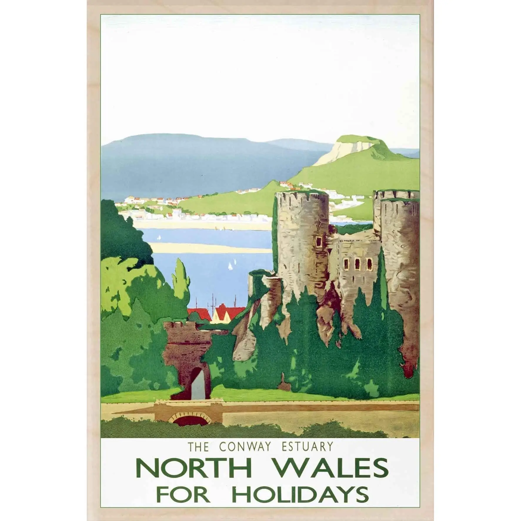 Wooden Postcard - North Wales for Holidays