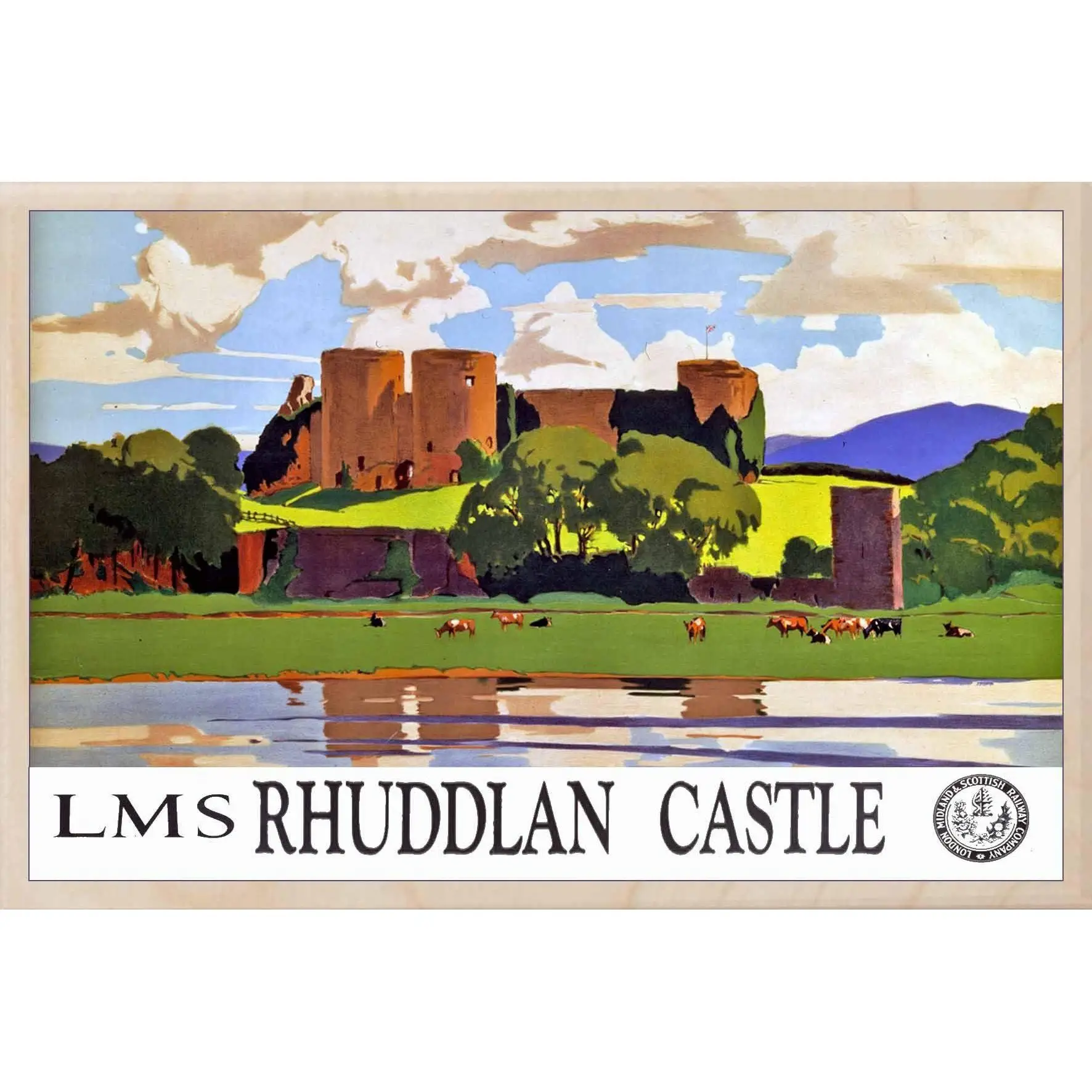 Wooden Postcard - Rhuddlan Castle
