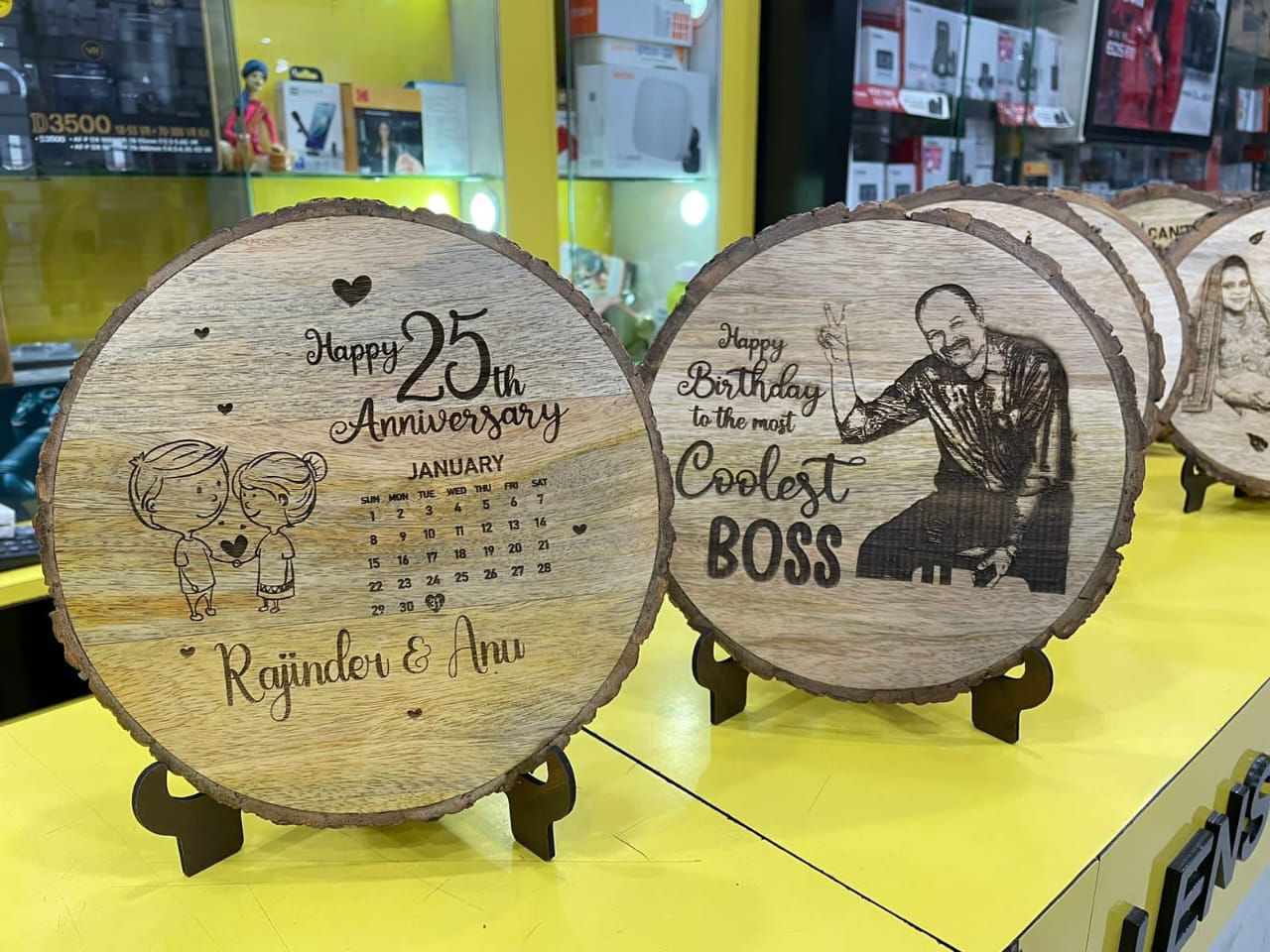 Round Engraved  Wood
