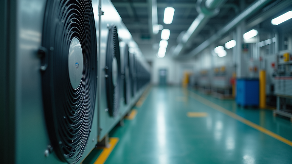 Eye-level view of industrial air conditioning system in a factory