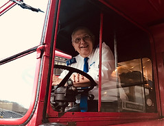 Peter Newman driving bus