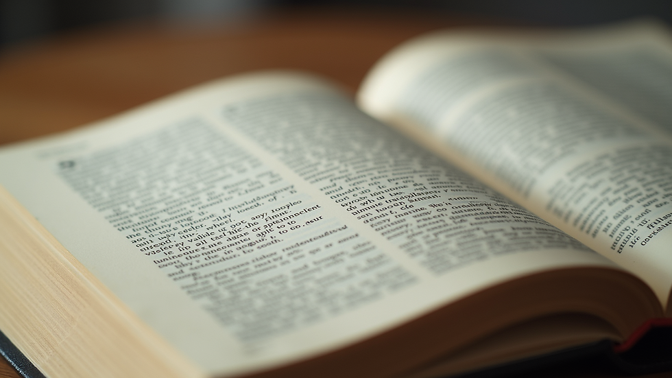 Close-up view of an open book with highlighted text