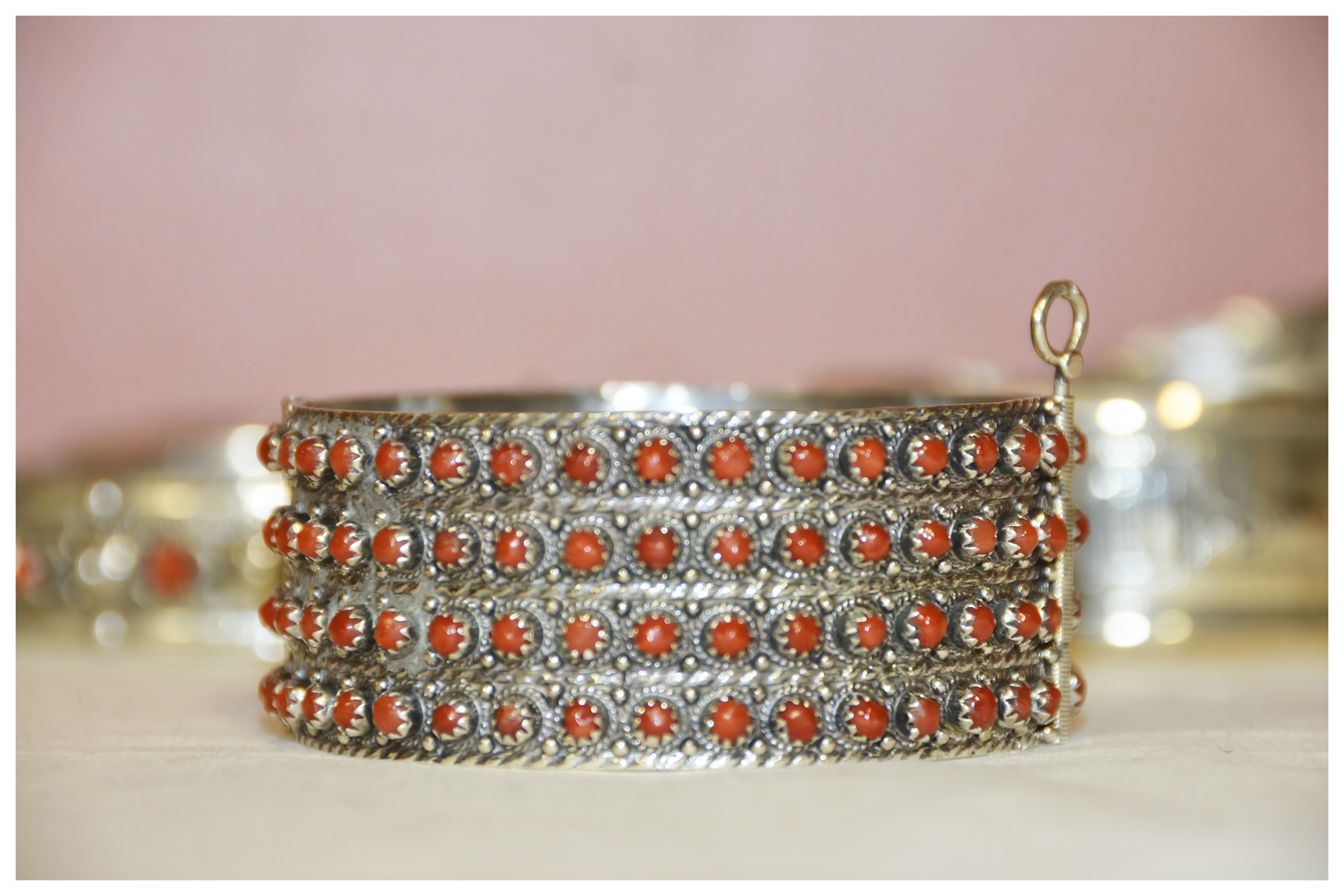 Bracelet argent corail 3cm larg (Ref.BR 117)