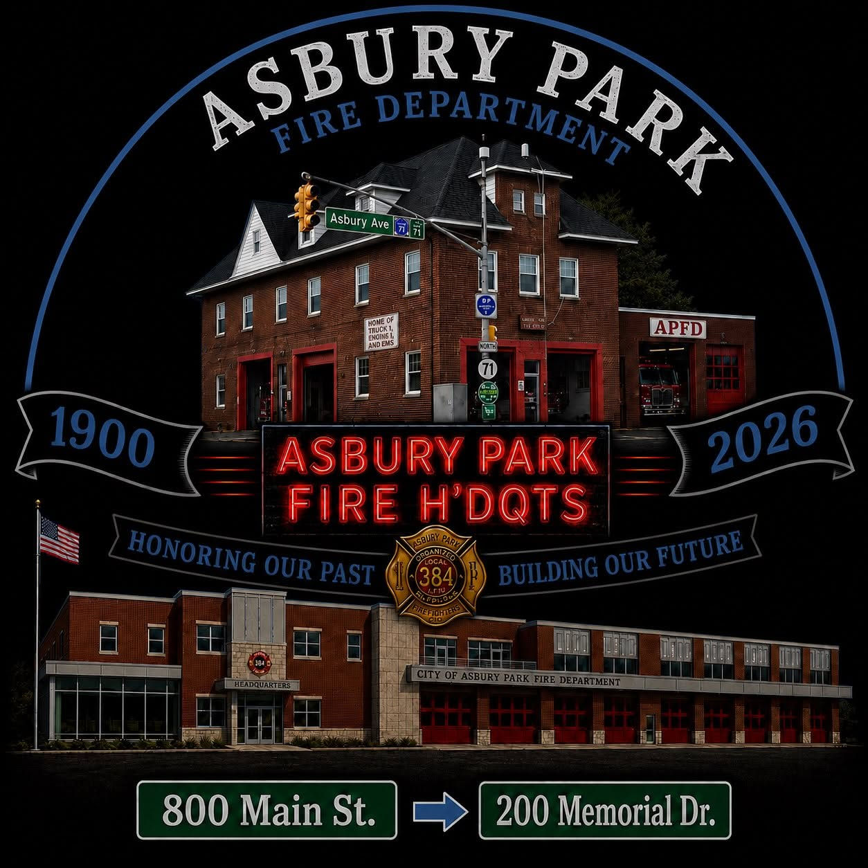 Asbury Park Fire Headquarters – 1900–2026 Commemorative T-Shirt