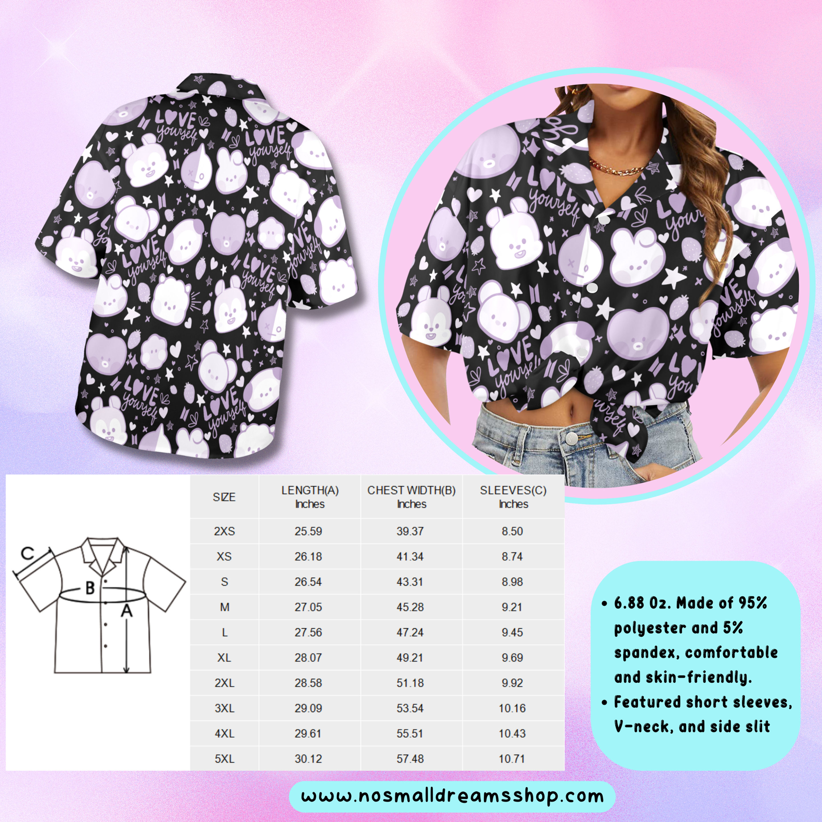 BTS BT21 Love yourself Hawaiian Button Down Shirt