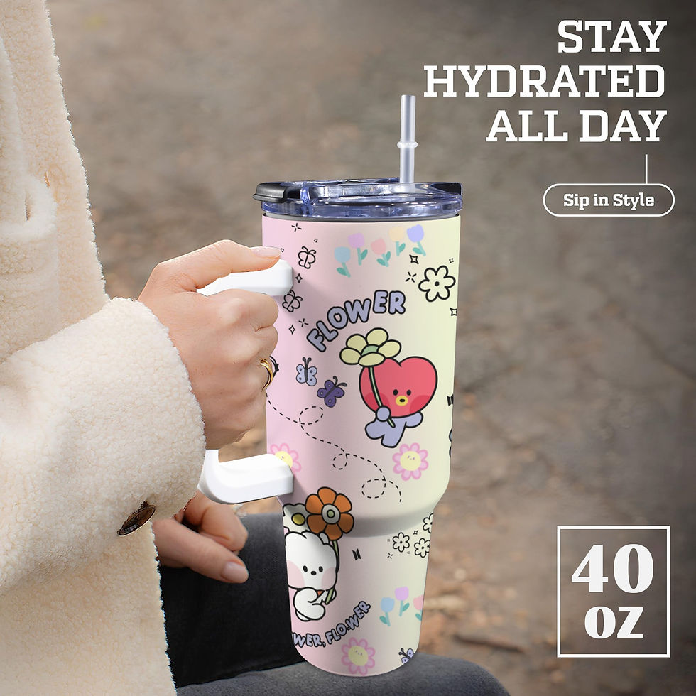 Thumbnail: BTS BT21 Flower Pastel Gradient 40oz Tumbler with Handle