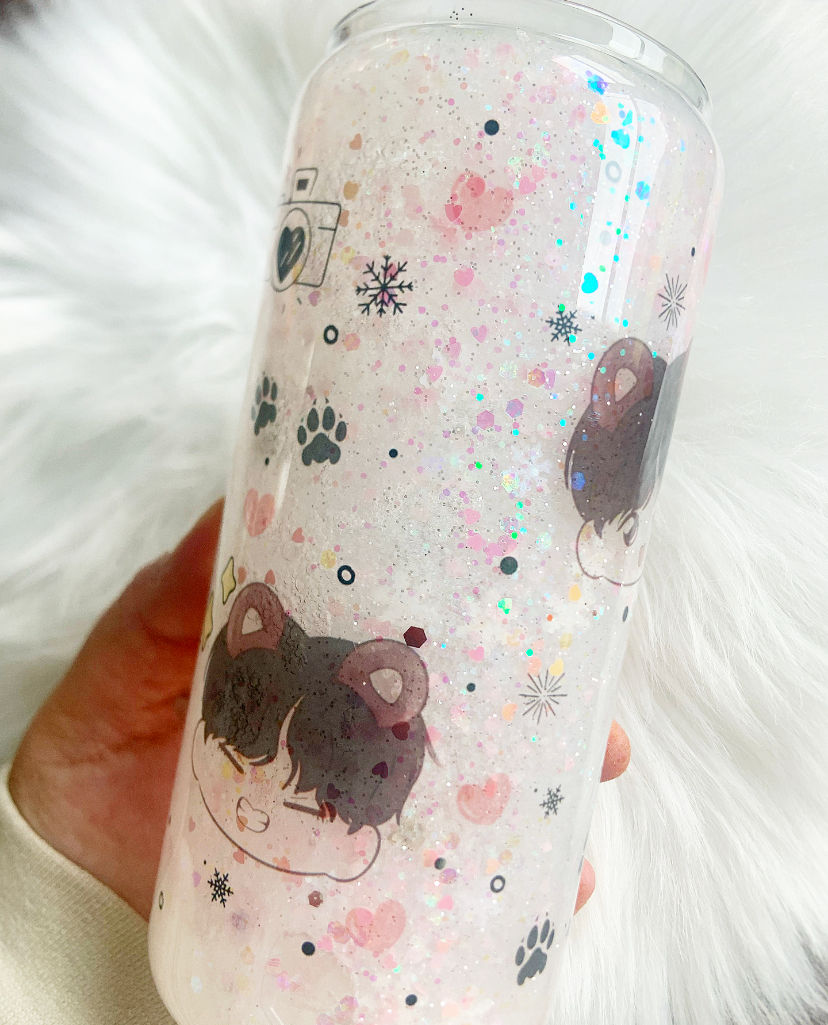 Miniature : BTS V Winterbear Snow Globe Glass Tumbler 