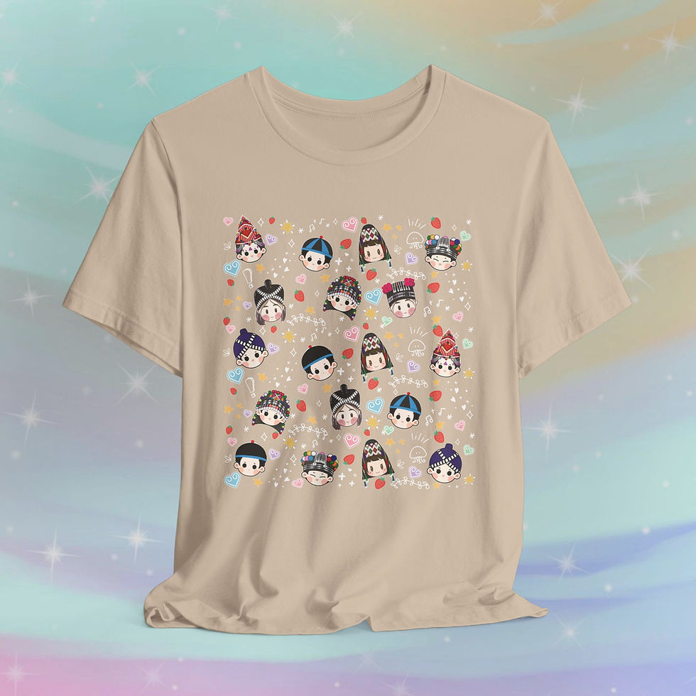Miniatura: Hmong Chibi Characters Doodle Unisex Jersey Short Sleeve Tee