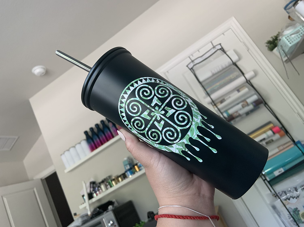 Miniatura: Hmong Drip greenery black stainless steel tumbler 