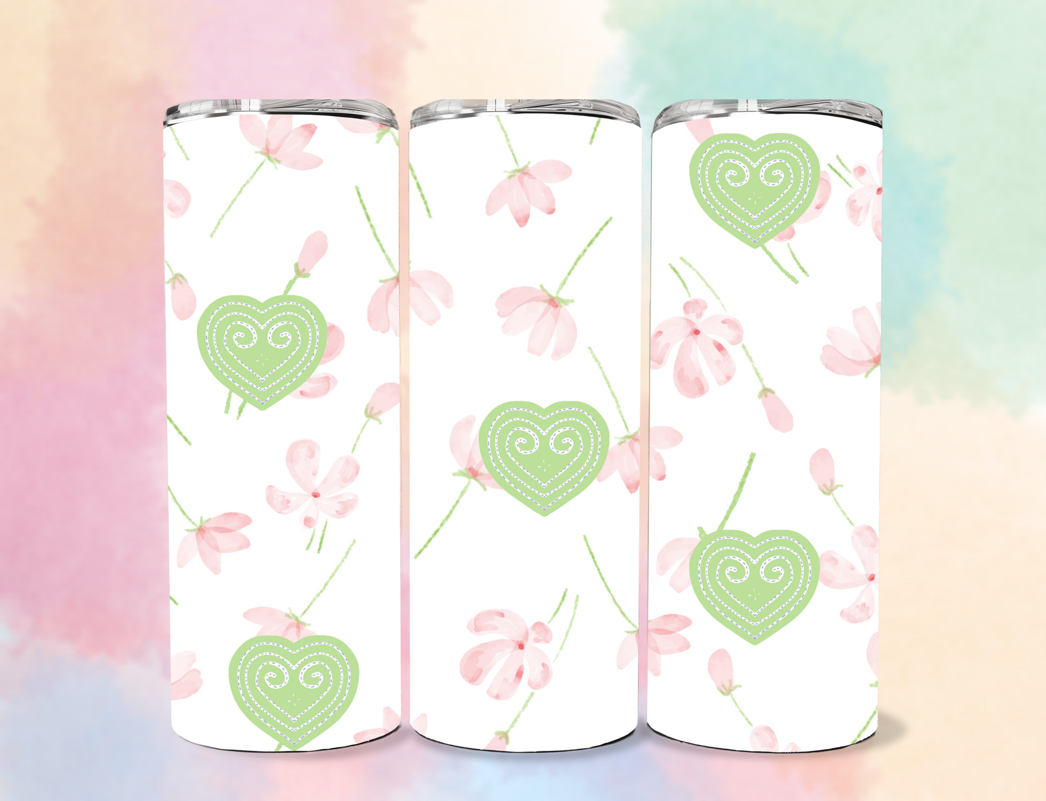Hmong Pink Pastel Green Floral 20oz Tumbler