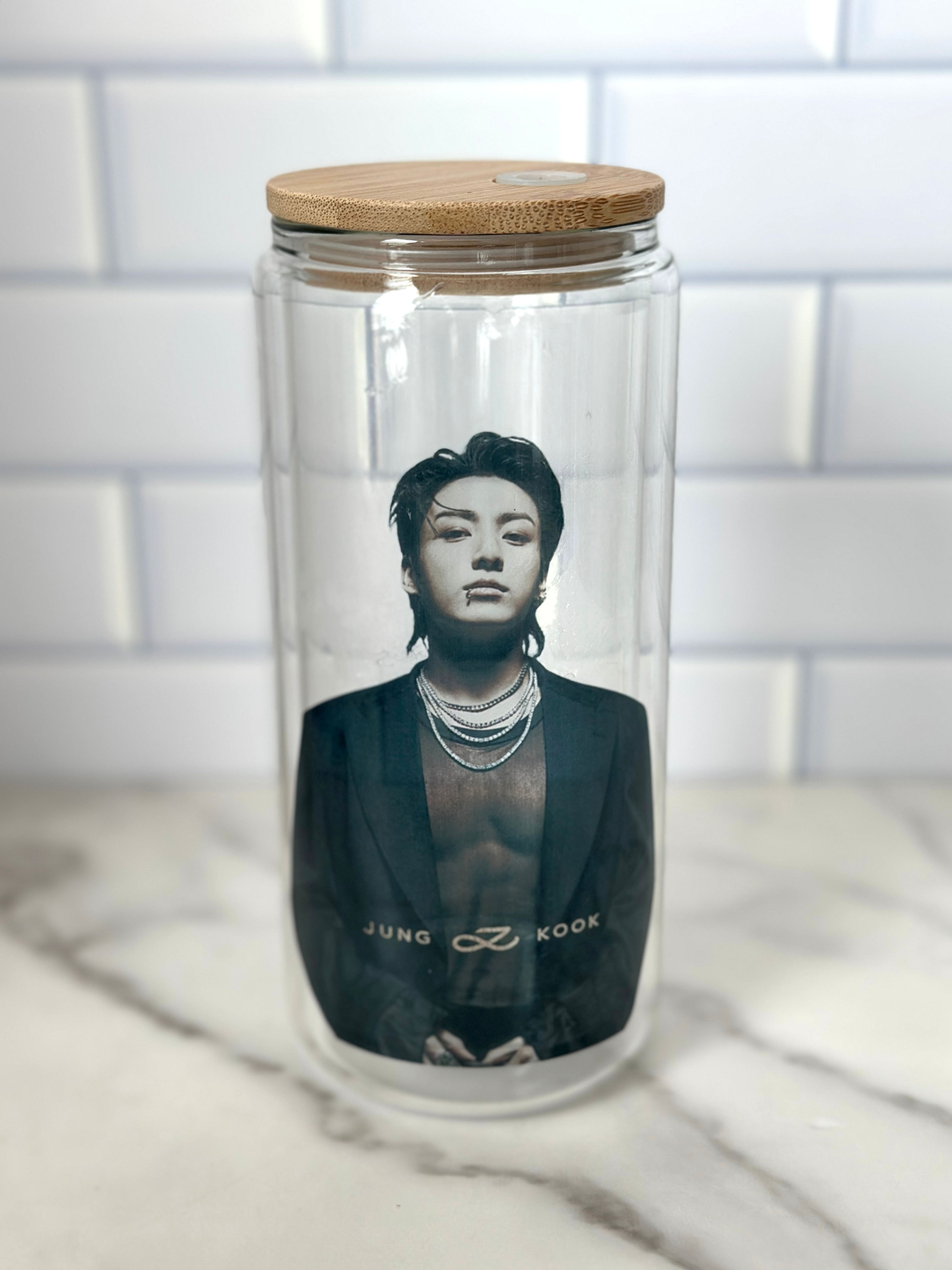 Jungkook Golden Clear Glass Tumbler 