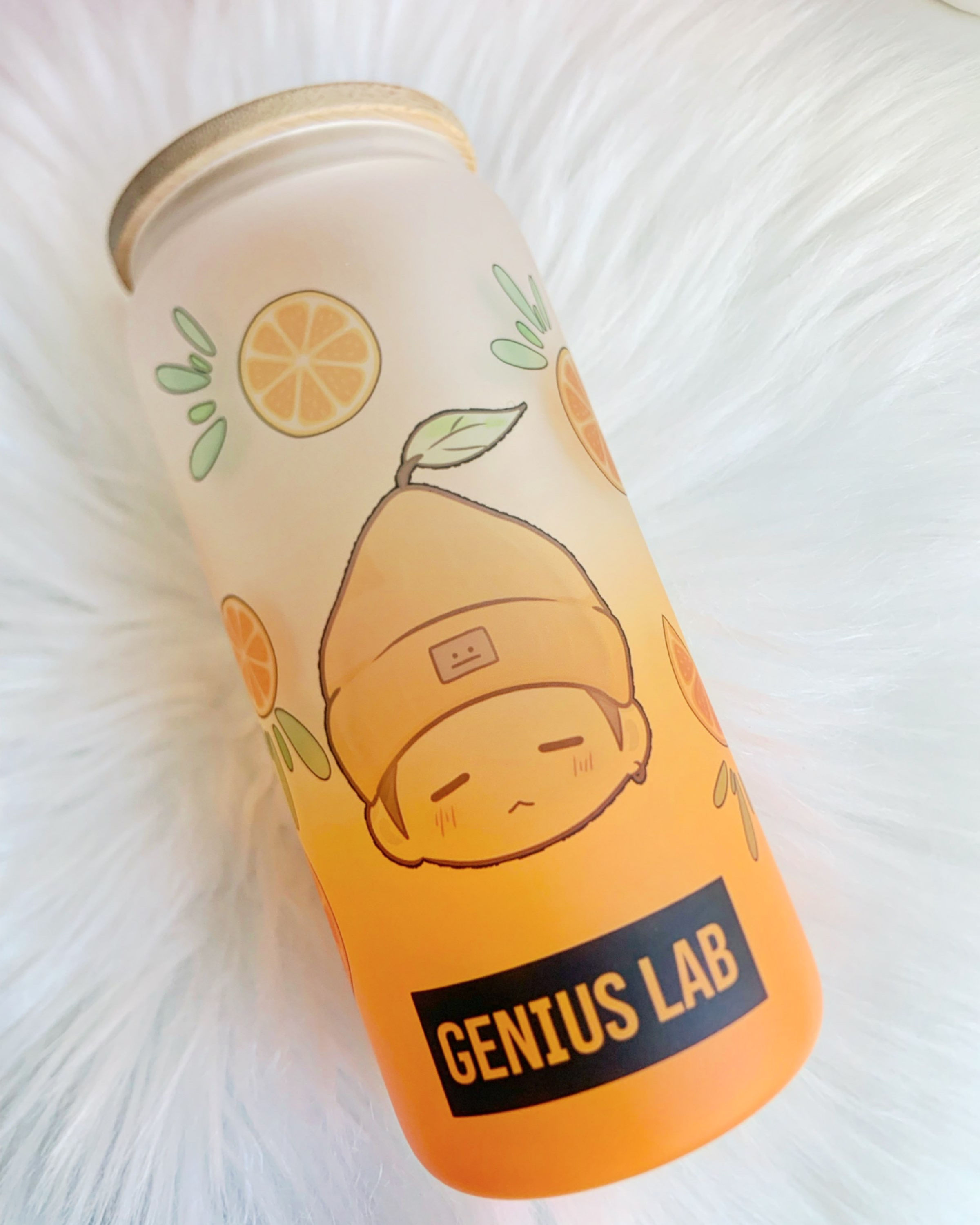 BTS Suga Orange Ombré 16oz Glass Tumbler 