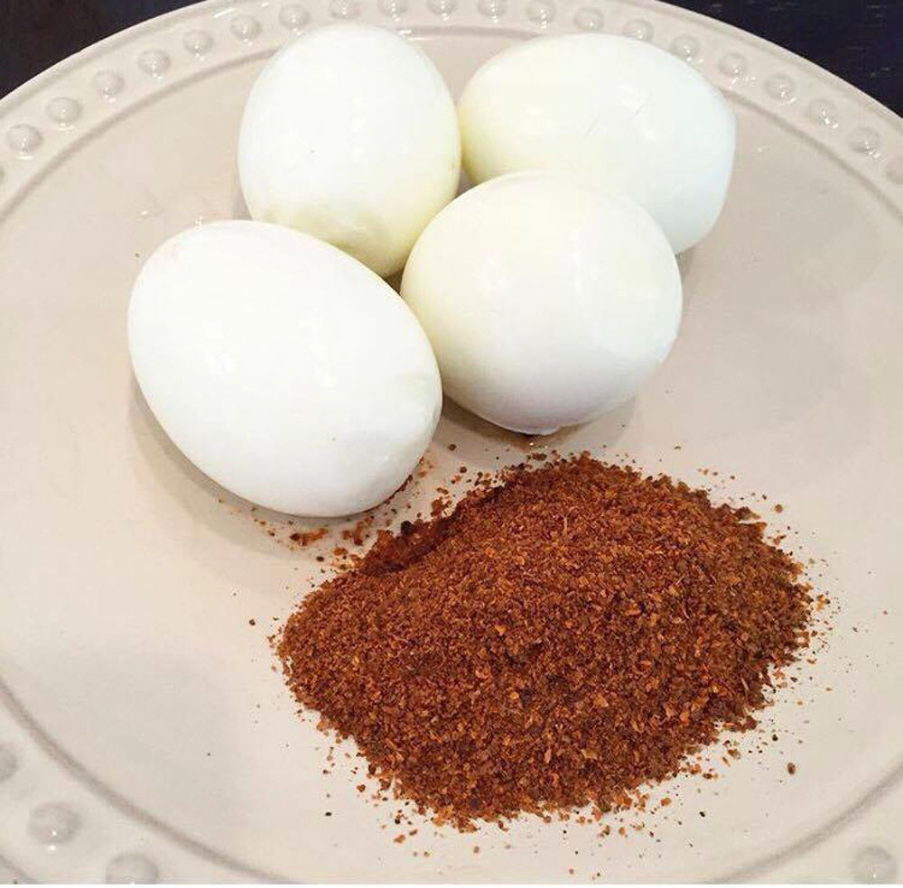 Boiled Eggs with seasoned Cayenne Pepper