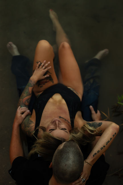 Couples boudir session in the lake