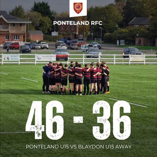 Match Report – Ponteland RFC U15’s vs Blaydon U15’s (Away)