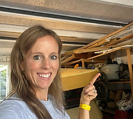 Alix about to start work decluttering a garage.