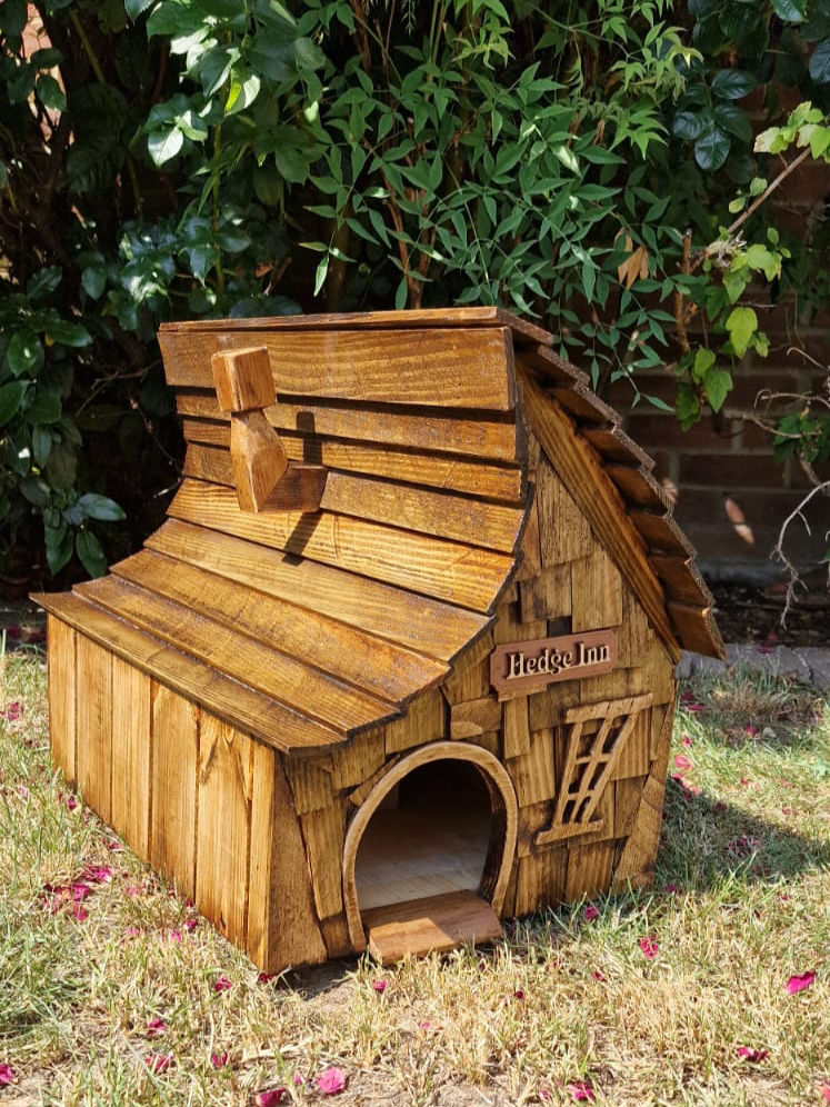 Handcrafted Wooden Hedgehog House