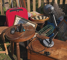 Items from storage waiting to be decluttered