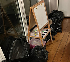 Bin Bags and items ready to be taken to the local charity shops to recycle.