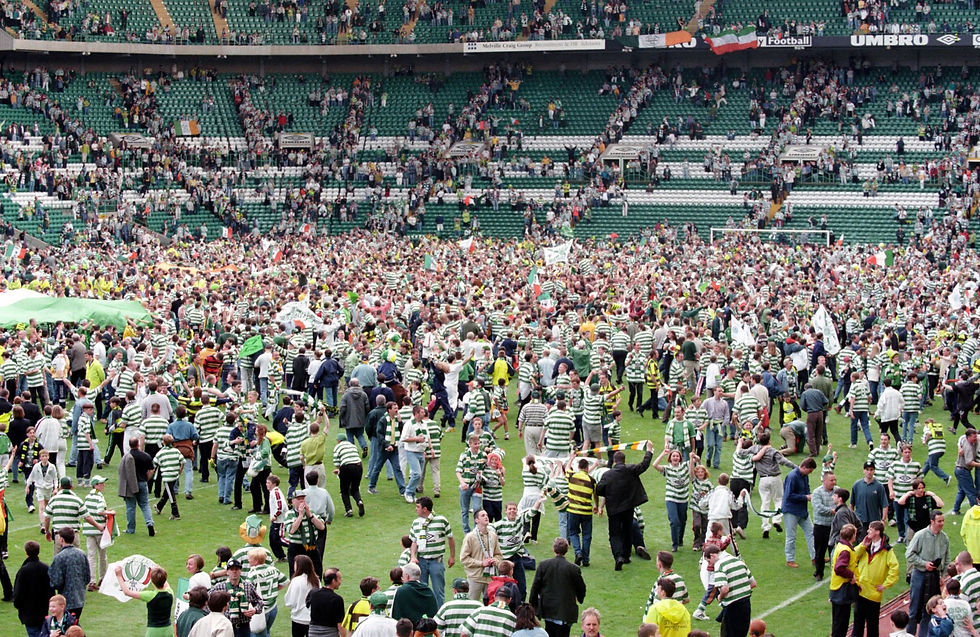 Celtic fans on the pitch, 1998
