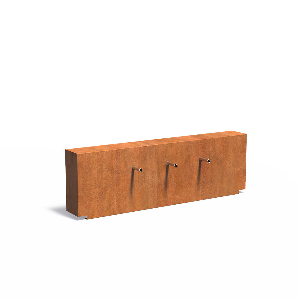 Miniatyrbilde: Vannelement av Corten, med vannfall og pumpe