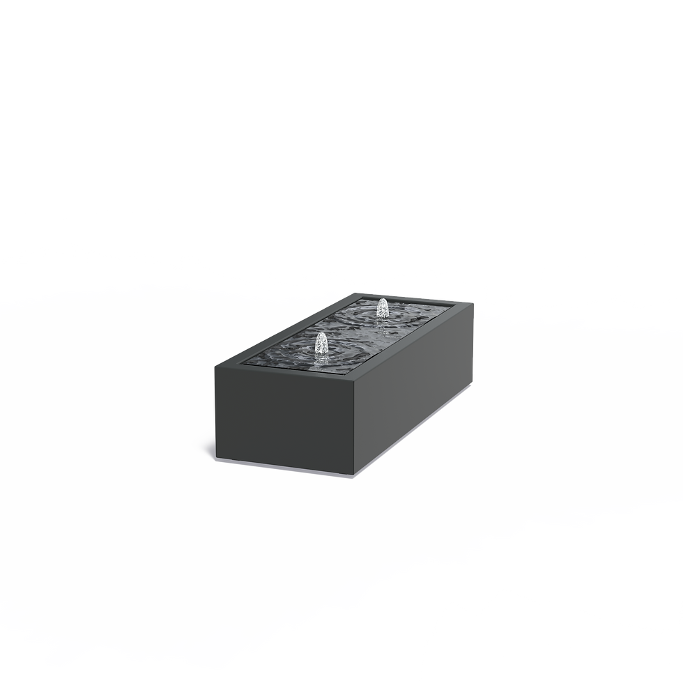 Miniatyrbilde: Vannspeil aluminium med fontene og ledlys, rektangulær