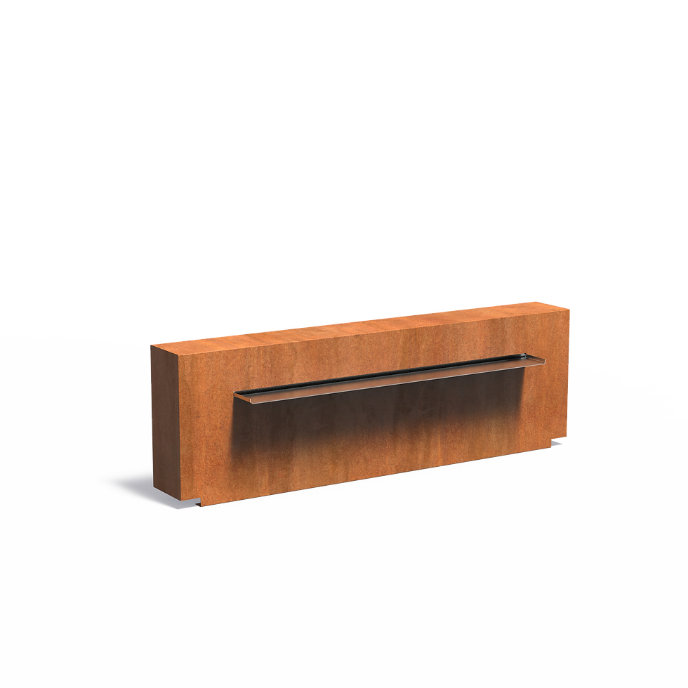 Miniatyrbilde: Vannelement av Corten, med vannfall og pumpe