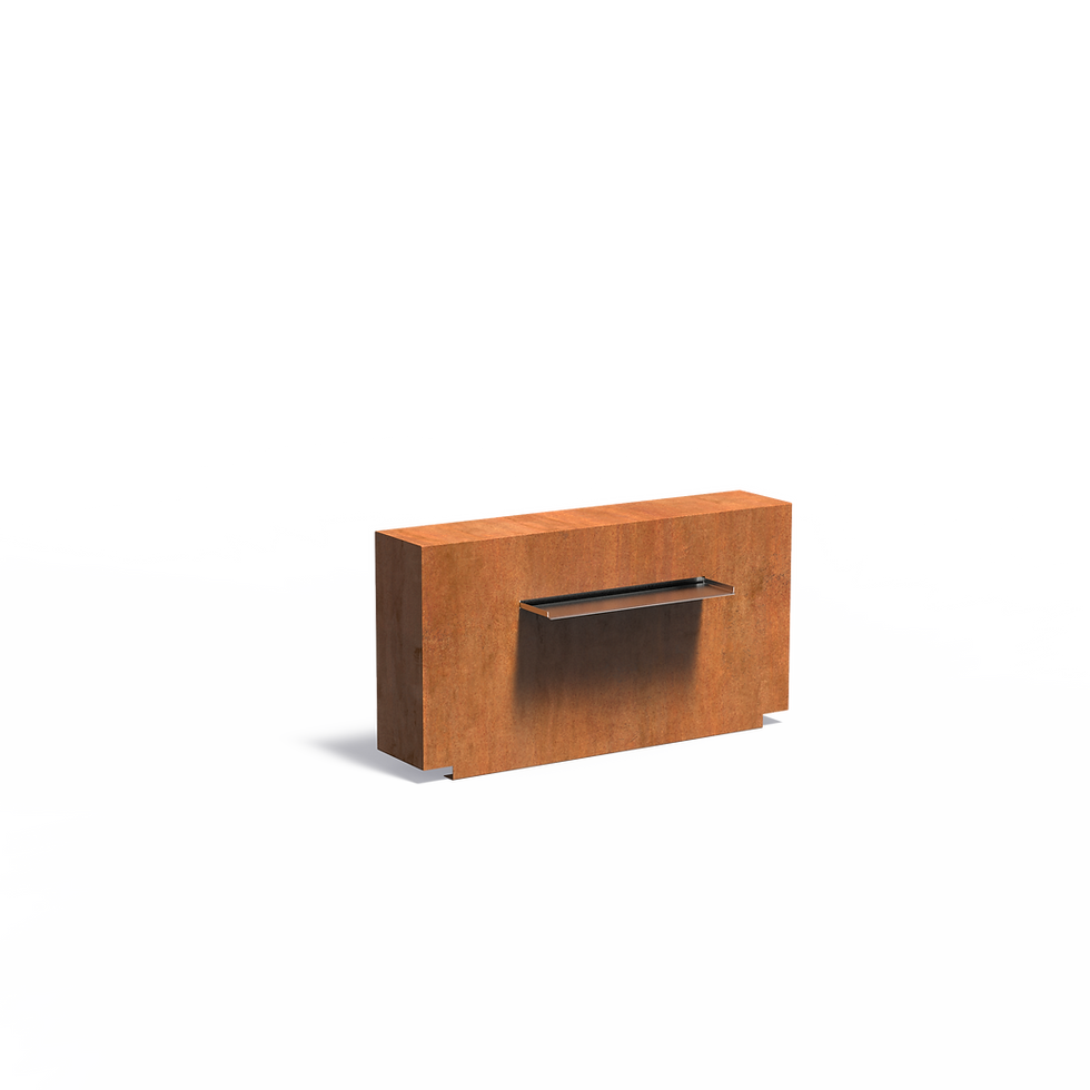 Miniatyrbilde: Vannelement av Corten, med vannfall og pumpe
