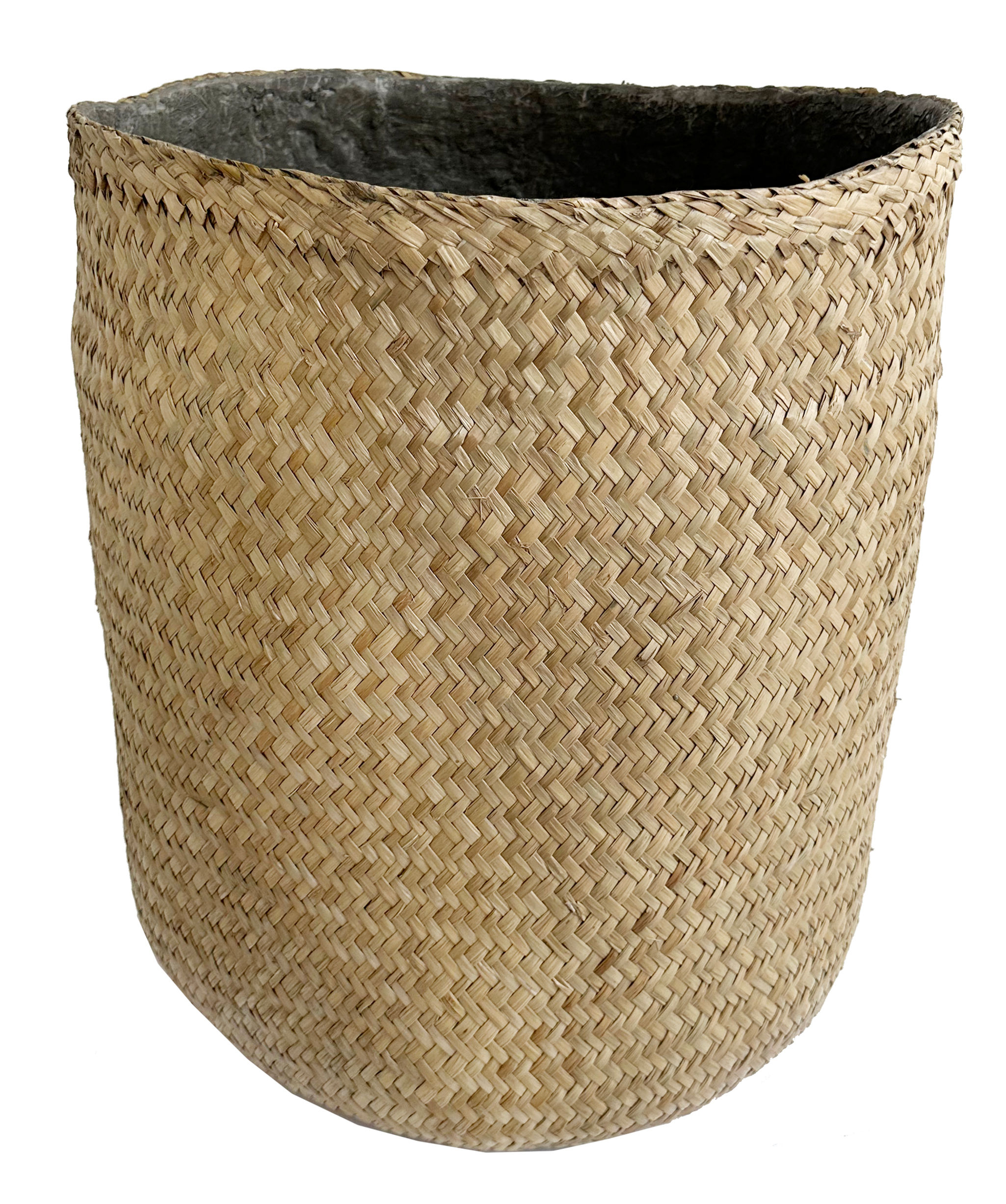 Rattan planter with concrete inside