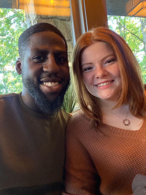 Jordan H. Davis and his long-time partner, Lauren, at a restaurant.