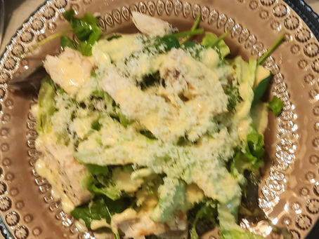 Desafio 20-20-20. Receita nº 14- Salada Caesar com Filete de Frango