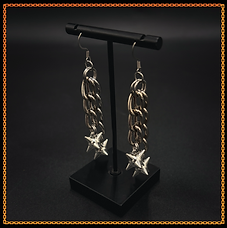 silver earrings with flails