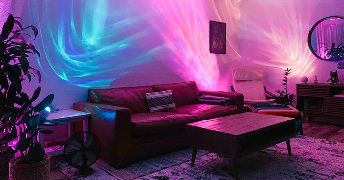 Immersive light experience across a family room
