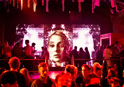 Audience experiencing live visual performance by Elin Fiorentino