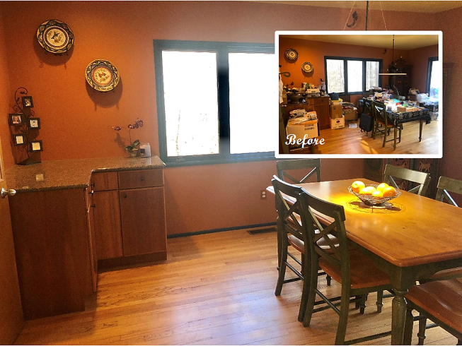 dining room before and after photo inset