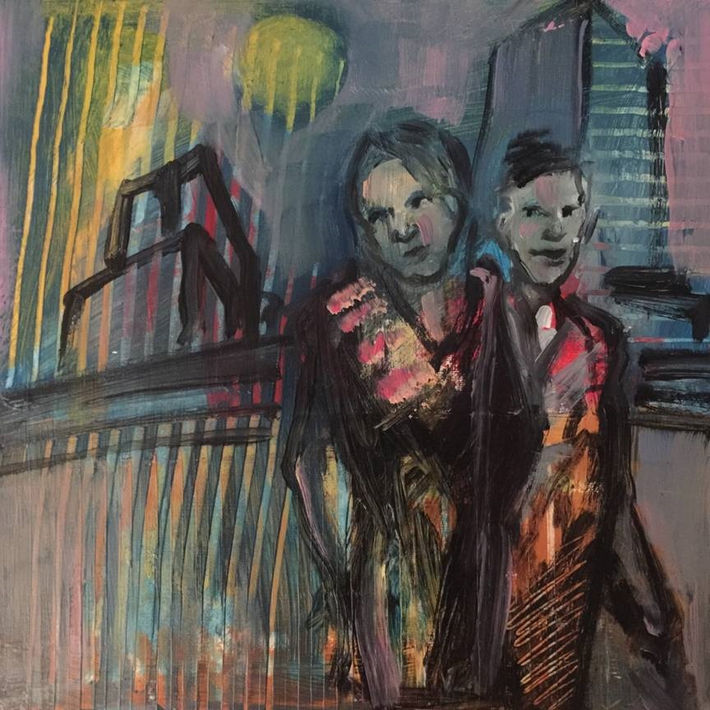 #15- Surprised by such a Beautiful Night, Oil on paper, 23 x 23 cm, 9 x 9 inches, Abu Dhab