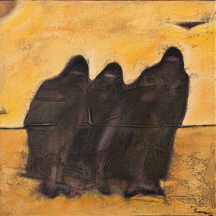 #2- Exodus in the Desert, Oil on Canvas, 50 x 50 cm, 20 x20 inches, New York 1991.jpg